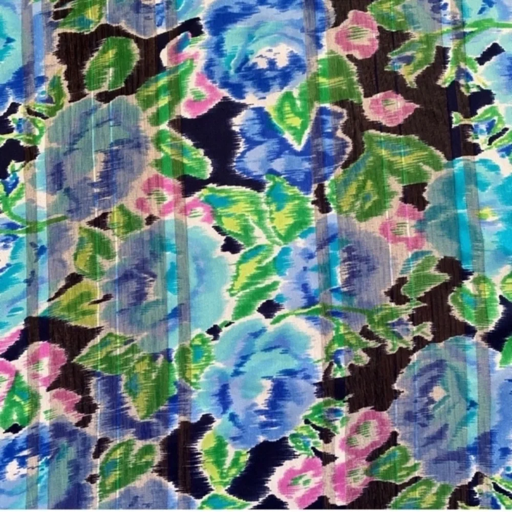 Anthropologie Blue Whimsical Floral Scarf